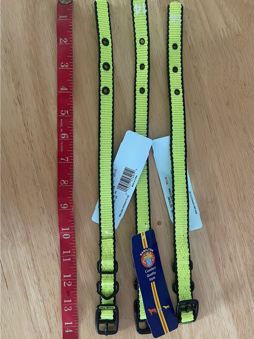Hamilton Neon Yellow Reflective Dog Collar Set with Black Trim 14” 3 for $3